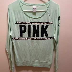 Mint green leopard long sleeve T-shirt size small